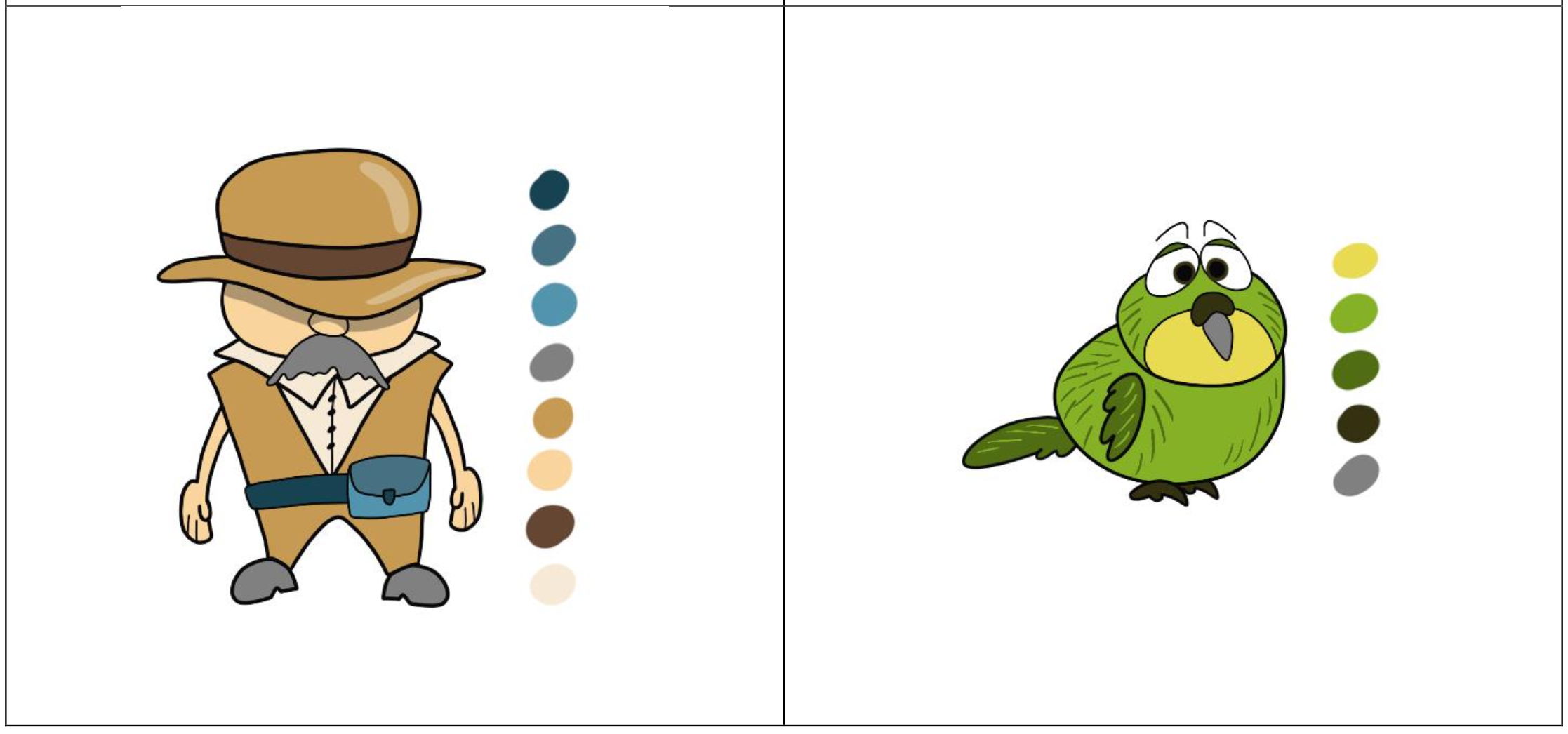 Character designs created in Adobe Illustrator