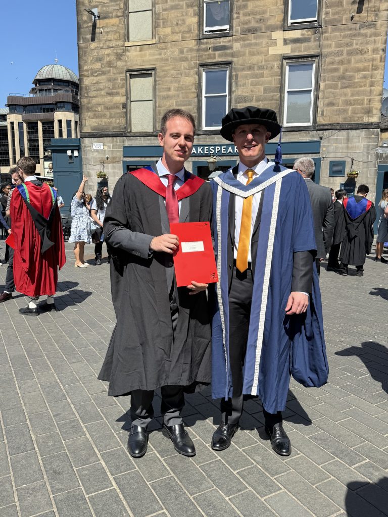 MSc graduate Federico Aramini with his MSc award