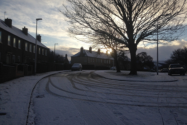 Snow dusted street
