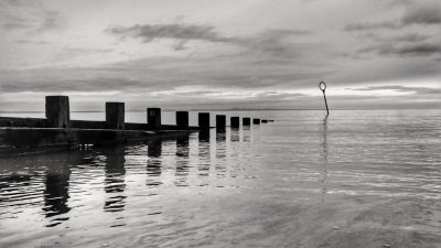 Black and white edit of the sea at Portobello Beach.
