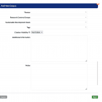 Screenshot of Worktribe output creation wizard, demonstrating the location of the Notes field.