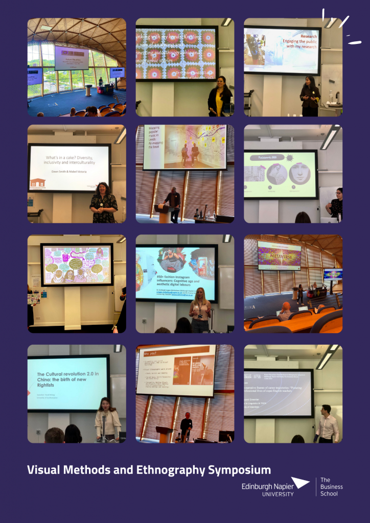a collage of pictures taken at the symposium, each showing a speaker showcasing their research on the topic